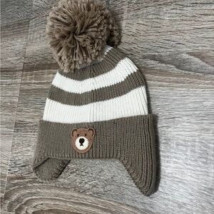 Next Brown and White Kids Bear Pom-Pom Hat